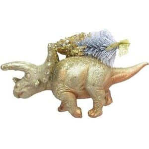December Diamonds 79-81484 Gold Triceratops 5.75" Christmas Tree Resin Ornament
